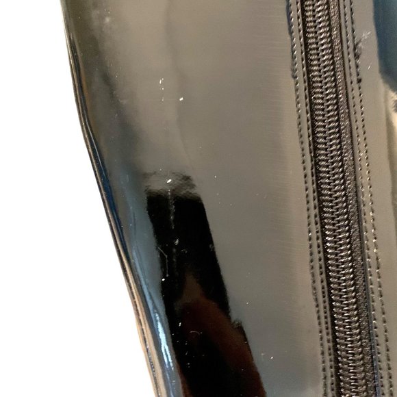 Delicious Knee High Stiletto Patent Leather Black Lace Up Platform Boots 6 Troy - Picture 8 of 10